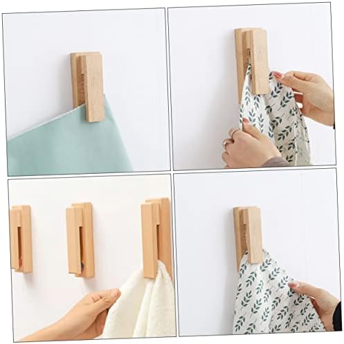 5pcs Solid Wood Towel Hook Coat Rack