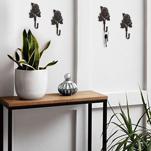 WHW Sweetheart Rose Wall Hooks Set of 4 Shabby Bronze