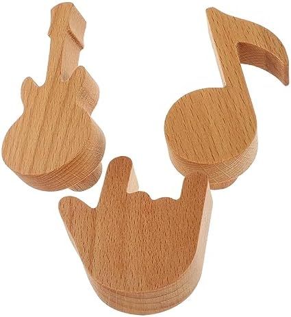 3Pcs Wall Mounted Wood Hooks for Hats Keys and Clothes