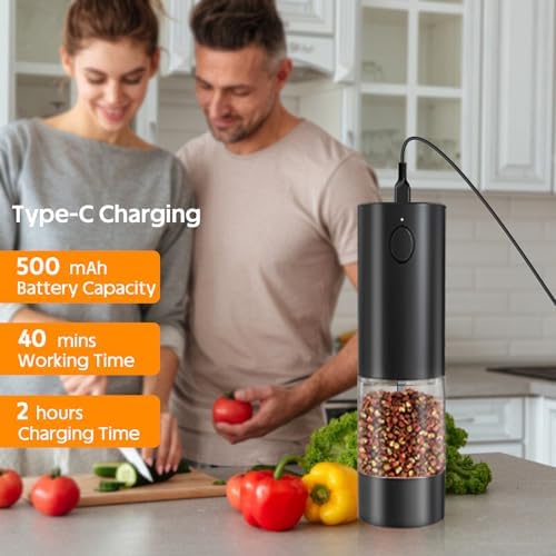 Electric Salt Pepper Grinder Set with LED Light