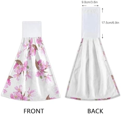 OTVEE Pink Red Apple Flowers Kitchen Towels 2 Pieces