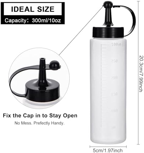 Uceoo 2 Pack 10oz Plastic Squeeze Bottles with Cap Funnel