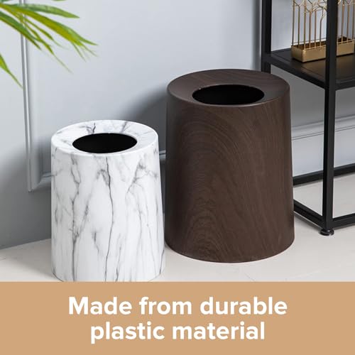 Trashaholic Spill Proof Kids Pet Friendly Dark Walnut Trash Can