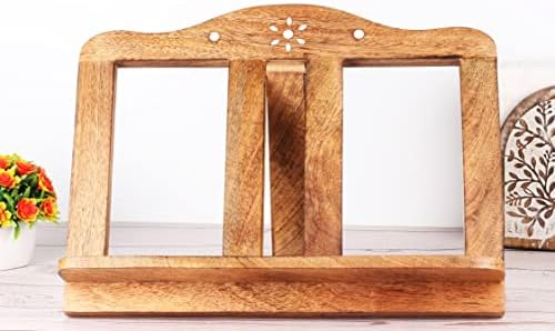 Mothers Day Gifts Wooden Cookbook Stand - Adjustable Foldable 1
