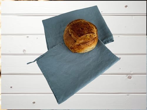 Eight Owls Linen Dish Towels - Set of 2 20x27 Inch Blue Bay