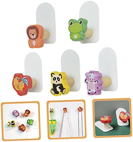 Hohopeti Wooden Animal Hooks 5pcs Wall Decor 1