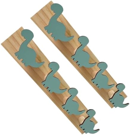 2pcs Dinosaur Wall Hooks Wooden Coat Racks for Boys