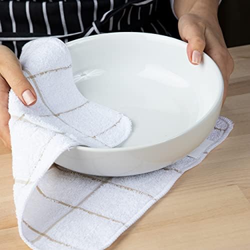 Arkwright Dish Towels - 12 Pack 100 Cotton 12x12 Inches Tan