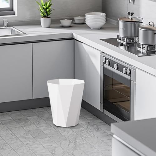 Small Plastic Trash Can with Stylish Design White