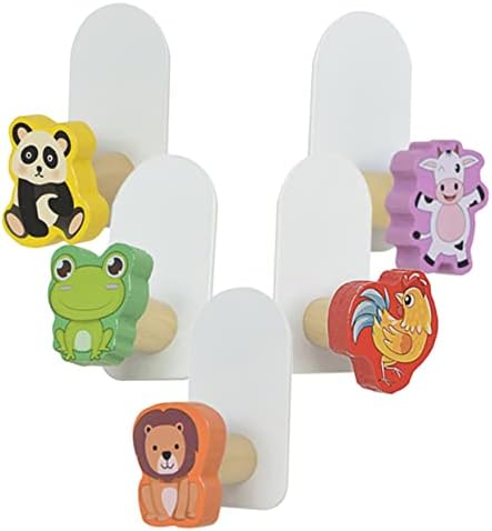 Hohopeti Wooden Animal Hooks 5pcs Wall Decor 1