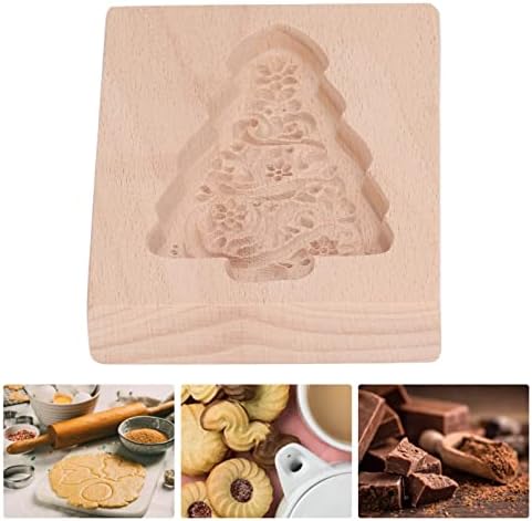 Carved Wooden Cookie Cutter with Xmas Tree Design