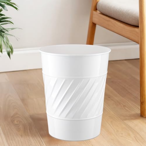 Monarch Abode White Wave Embossed Metal Trash Can 1