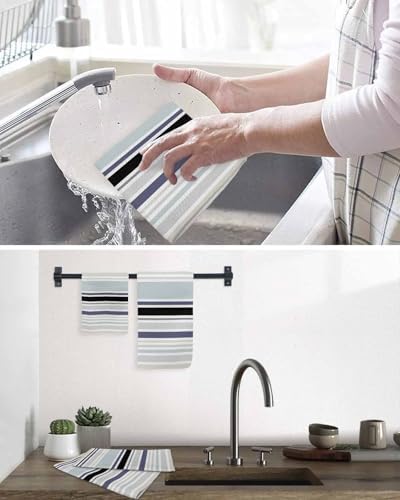 Falaniique Waffle Towel Set of 3 Black Aqua Blue Microfiber