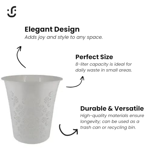 IDEN 8L Plastic Trash Can - White Modern Versatile