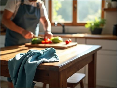 Eight Owls Linen Dish Towels - Set of 2 20x27 Inch Blue Bay
