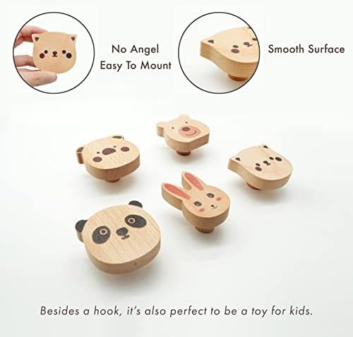 WONQEXZ Set of 5 Wooden Animal Wall Hooks