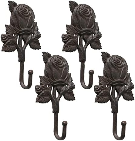 WHW Sweetheart Rose Wall Hooks Set of 4 Shabby Bronze
