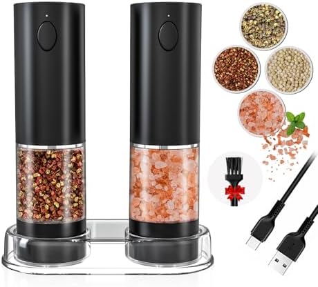 Electric Salt Pepper Grinder Set with LED Light