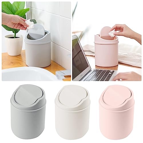 HEALT Wastebasket Trash Can - Pink Mini Plastic Waste Bin with Swing Lid