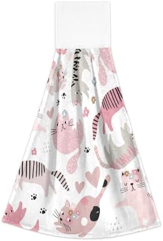 OTVEE Cute Girl Cat Pattern Dish Towels 2 Pieces 1