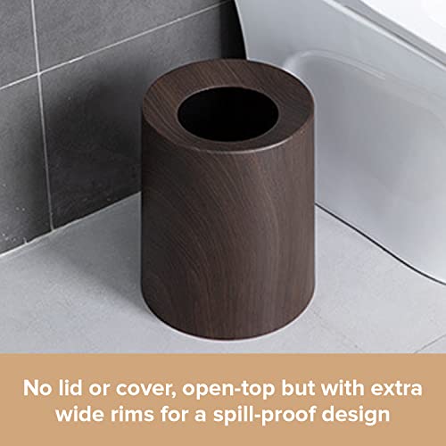 Trashaholic Spill Proof Kids Pet Friendly Dark Walnut Trash Can