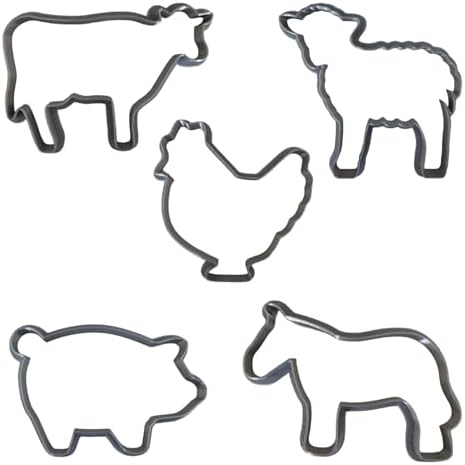 Farm Animal Cookie Cutters Set of 5 - Chicken Pig Cow Horse Sheep