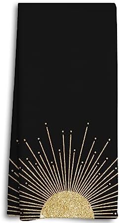 Dwept Abstract Boho Golden Sun Dish Towel 16x24 Inches