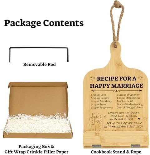 Wedding Gifts Cookbook Stand for Couple Woodcover Blank Recipe Book