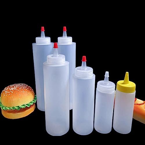 Luxshiny 15PCS Clear Condiment Squeeze Bottles