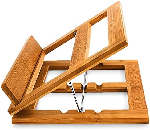 Relaxdays Bamboo Cookbook Stand Adjustable Angle