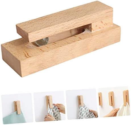 5pcs Solid Wood Towel Hook Coat Rack