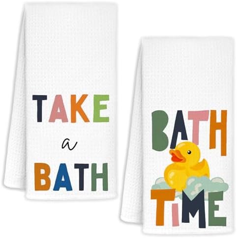 AQYIP Rubber Duck Towel Set 16x24 Inch for Bathroom Kitchen