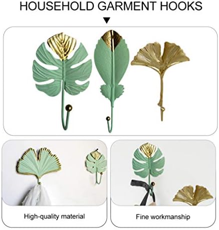 3 Pcs Wrought Iron Tropical Leaf Hooks for Home and Office