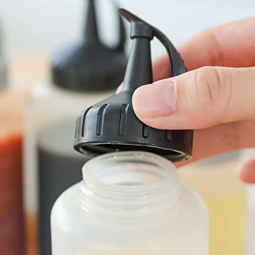 Duiaynke 4 Pack Condiment Squeeze Bottles with Leakproof Lid and Precision Tip