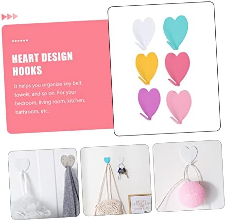 Homoyoyo 12pcs Heart Shaped Wall Hooks - Adhesive Key Coat Hangers for Home