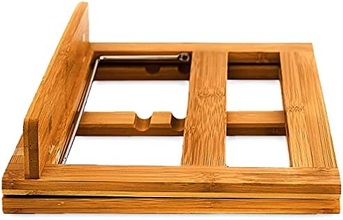 Relaxdays Bamboo Cookbook Stand Adjustable Angle
