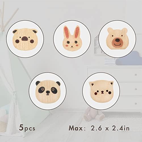 WONQEXZ Set of 5 Wooden Animal Wall Hooks