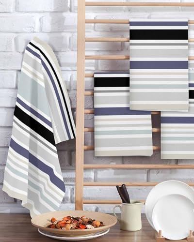 Falaniique Waffle Towel Set of 3 Black Aqua Blue Microfiber