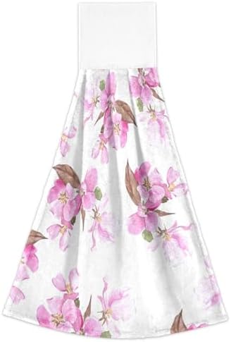 OTVEE Pink Red Apple Flowers Kitchen Towels 2 Pieces