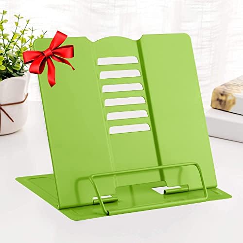MSDADA Adjustable Metal Book Stand with Page Clips - Green