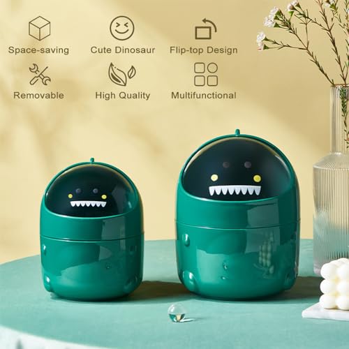 Green Dinosaur Desktop Trash Can with 90 Bags 1