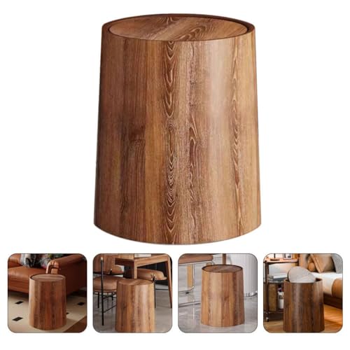 HOLIDYOYO Imitation Wood Grain Flip Lid Waste Bin