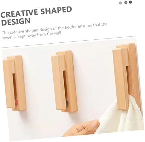 Alipis 4pcs Solid Wood Towel Hooks Wall Mount Decorative Hangers