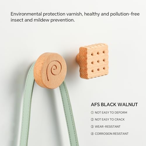 WONQEXZ Wooden Wall Hooks Set of 6 Ice Cream Cookie Design