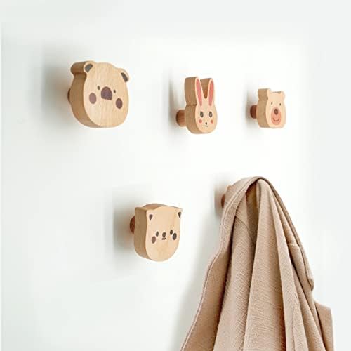 WONQEXZ Set of 5 Wooden Animal Wall Hooks