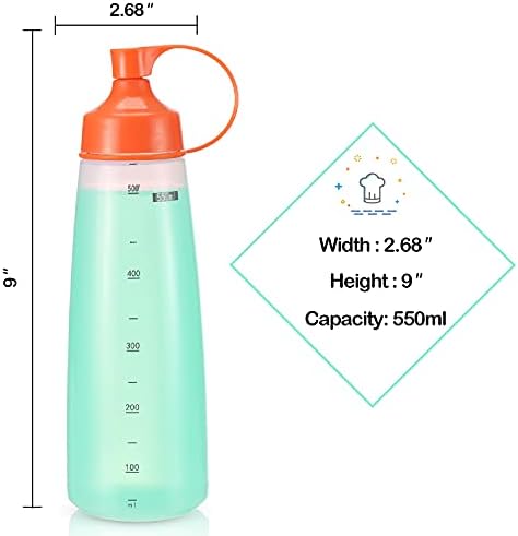 oiununo Squeeze Bottles - Wide Mouth Pack of 2 Orange 550mL