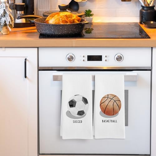 Boys Sports Towels Set of 4 - Basketball Soccer Baseball Football 16x24 Inch