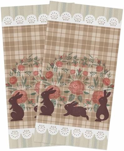 ZOE GARDEN Rabbit Lattice Dish Towels 2-PC Set
