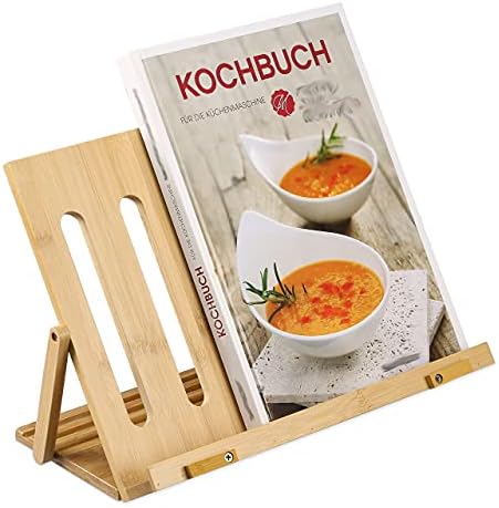 Relaxdays Bamboo Book Stand - 3 Angle Levels Foldable