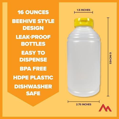 Pinnacle Mercantile Refillable Honey Bottles - 16oz Pack of 6